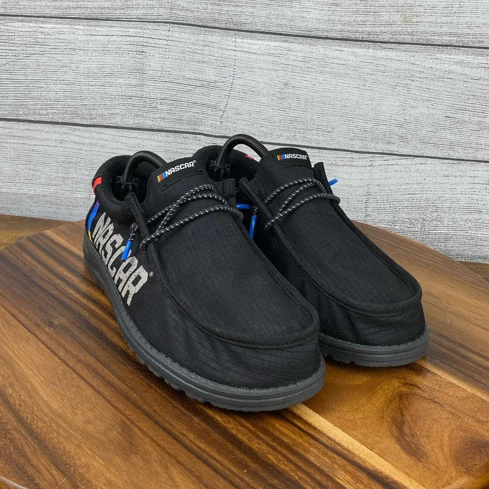 Hey Dude Wally NASCAR Multi Black Slip On Loafers Men’s Shoe Size 9